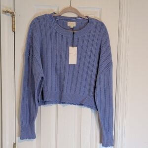 Thread & Supply NWT Cropped Knit Sweater Light Blue Cozy Lightweight Size L